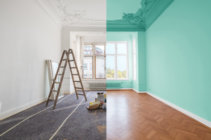 before and after ceiling paint
