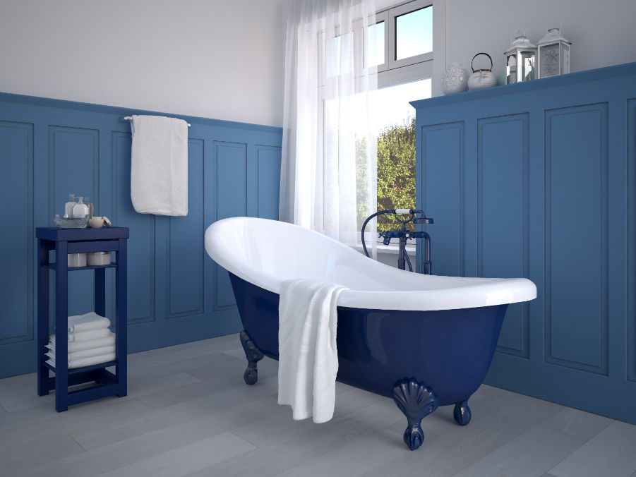 painted blue bathtub